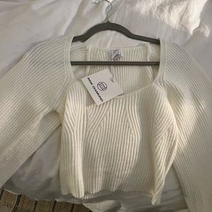 Cream heart neck line Sweater